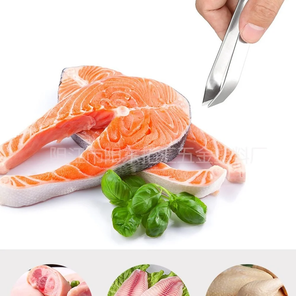 

1 PC Stainless Steel Fish Bone Tweezers Pincer Clip Puller Remover Tongs Fish Bone Plucking Clamp Kitchen Gadgets Tools