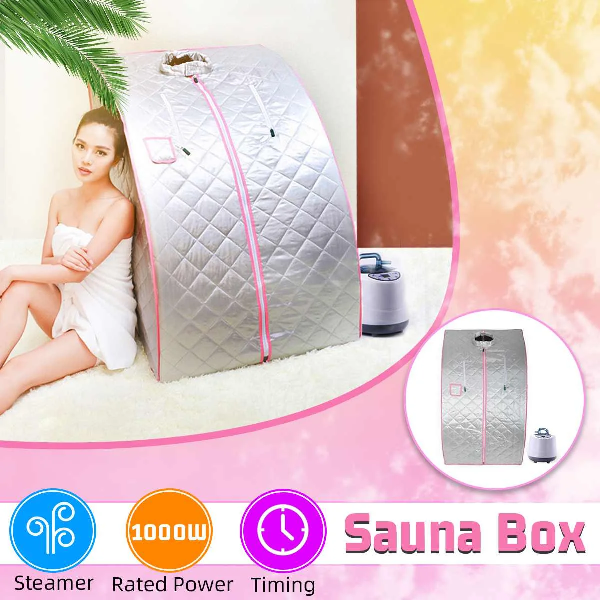 

Portable Steam Sauna Home Sauna Generator Slimming Household Sauna Box Ease Insomnia Stainless Steel Pipe Support STEAMER 1000W