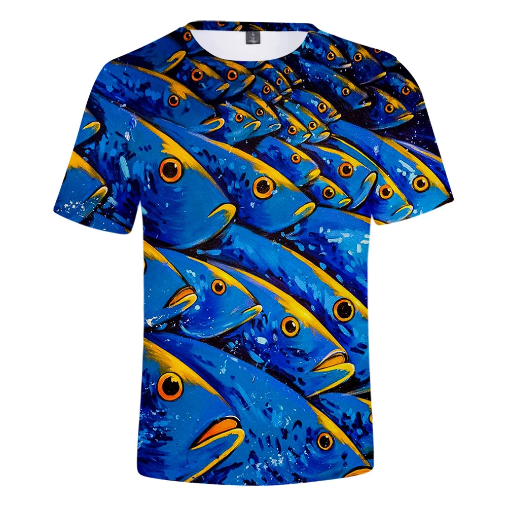 

Drop Ship Digital Fish 3D Printed Leisure O-Neck Men T-shirt Women Summer Short Sleeve Tshirts Casual Harajuku Streetshirt Tee