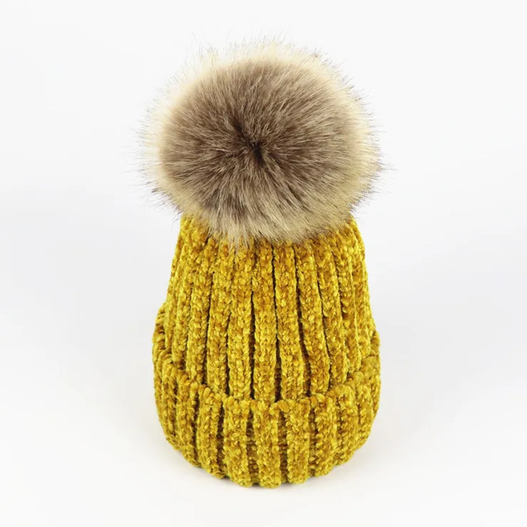 Женские вязаные шапочки из синели повседневные зимние Плотные хлопковые шапки