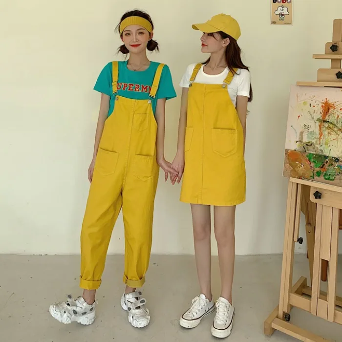 

Summer Clothing for BFF Ins Design Sense Niche Denim Brace Dress Female Cute Japanese Style Slip Dress