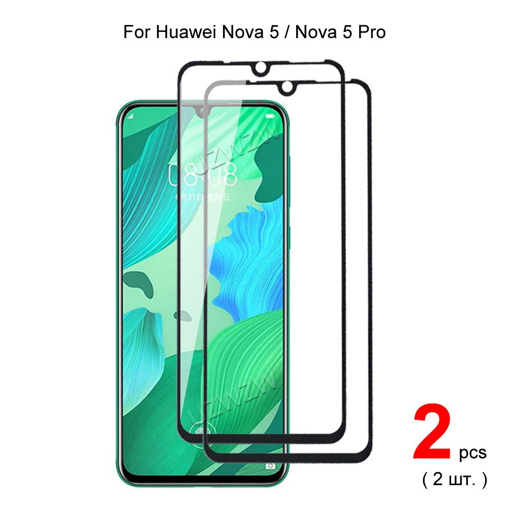 

Закаленное стекло для Huawei Nova 5 Pro/5, полное покрытие, Защитная пленка для экрана телефона, твердость 2.5D 9H