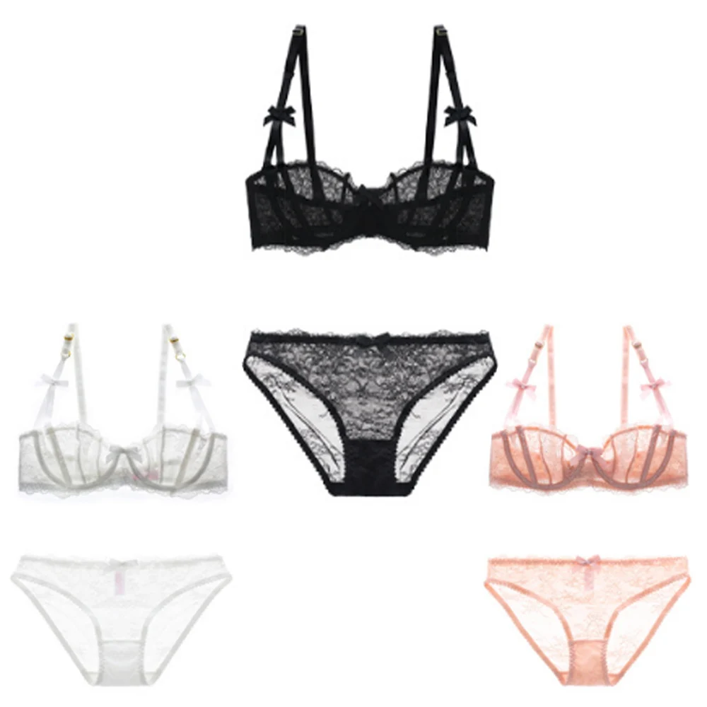 Women Bra Lace For Plunge Size 28-42 Ultra-Thin Lingerie Exquisite Underwire Sexy Half-Cup Bralette Female Underwear Tops