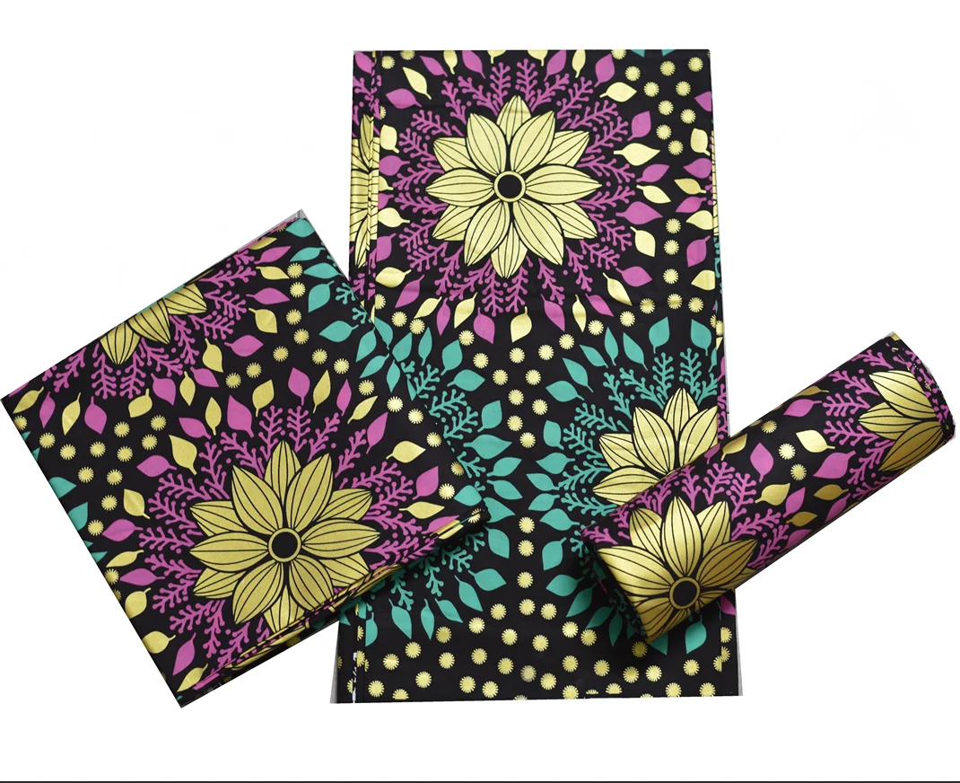

New Nigerian African Golden Wax Fabrics Cotton Print Rapper Batik Ankara High Quality Veritable Material Ghana Tissue Wax 6 Yard