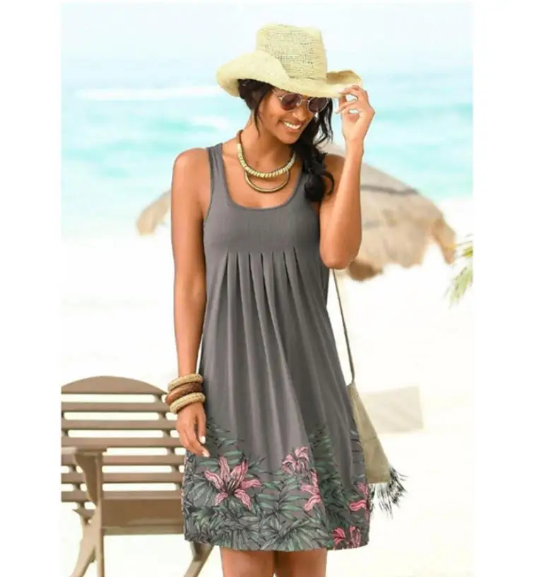 2020 летнее женское платье большого размера повседневные без рукавов с О-образным