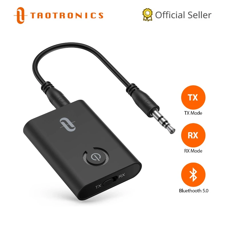 TaoTronics bluetooth адаптер Беспроводной адаптер блютуз адаптер Bluetooth 5,0 передатчик/приемник 2-в-1 с Экран дисплея 3,5 мм для ТВ MP3/MP4 телефон TT-BA07