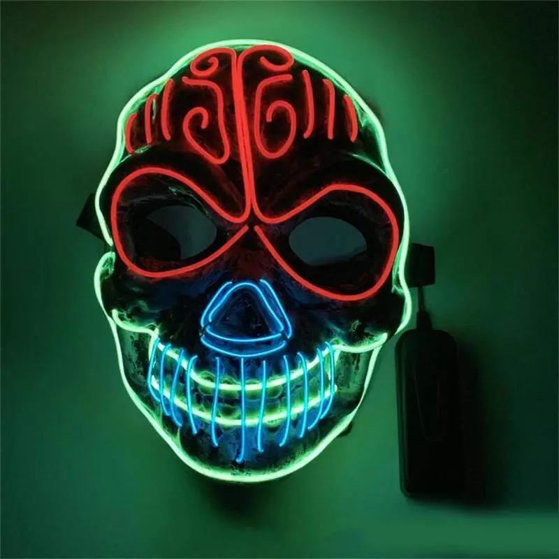 Mask-2019 Popular EL Skull Cold Weird Glowing Funny Mask Halloween Masquerade Makeup Party Decoration Supplies Making Joy | Дом и сад