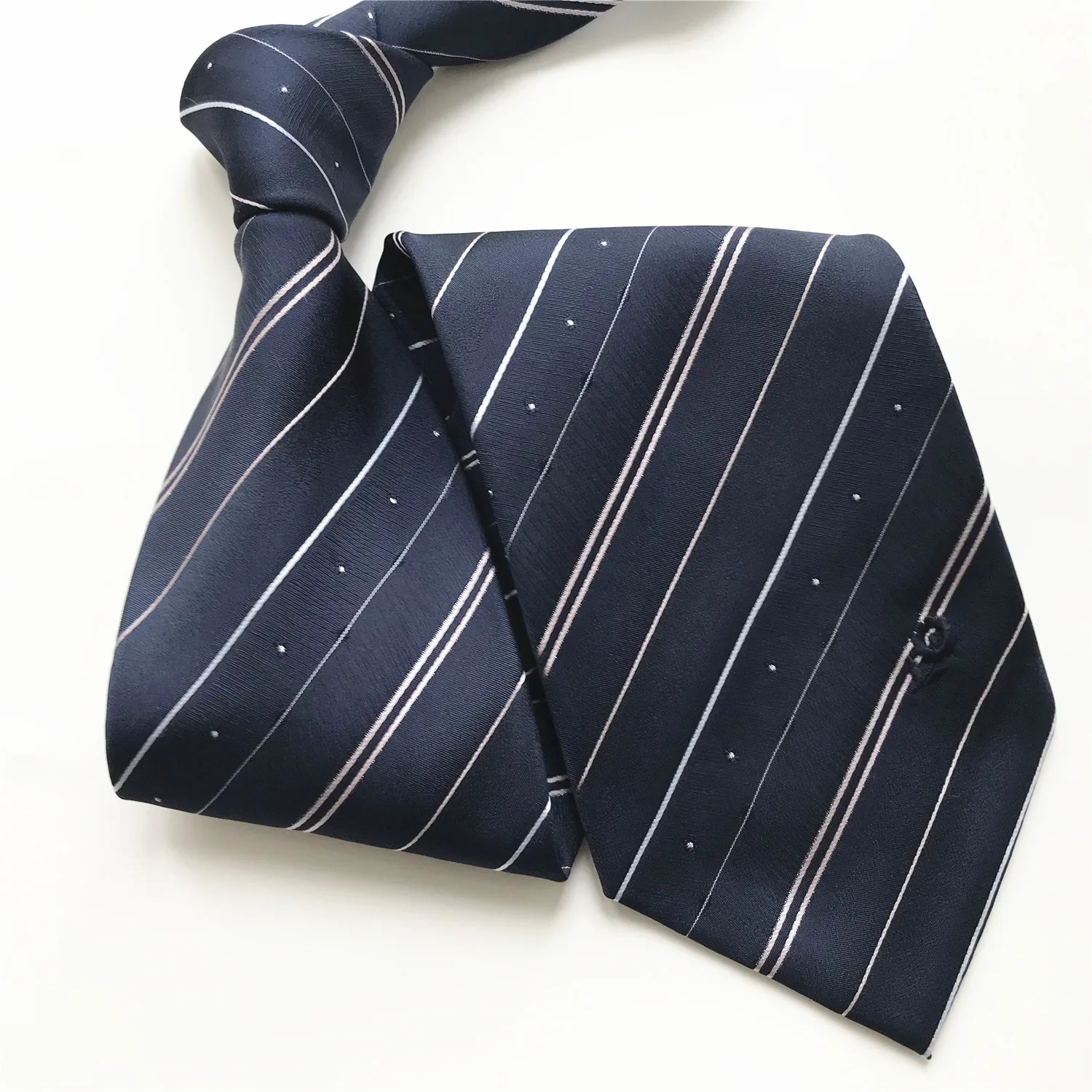 

10 cm Width New Design Men's Formal Ties Jacquard Woven Neck Tie Navy Blue Striped Corbatas Neckties