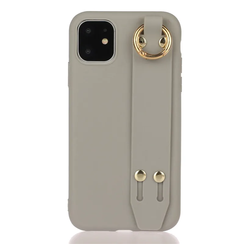 Чехол для телефона с ремешком на запястье для iphone 11 11Pro Max XS Max XR, чехол конфетного цвета чехол для iphone 8 7 Plus X 6 6 S, чехол с браслетом - Color: H