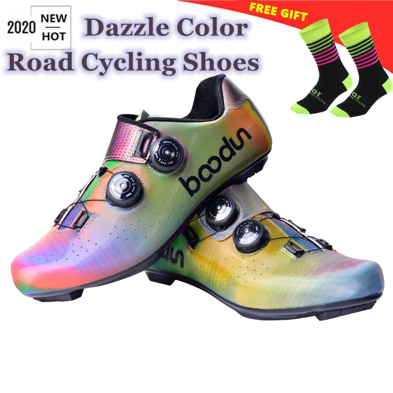 

Boodun Self-locking Road Cycling Shoes Outdoor Riding Professional Bicycle Dazzle Color Ultralight Breathable Men Sneakers Women