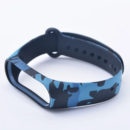 Mi band 3 4 ремешок Камуфляжный силиконовый универсальный ремешок для Xiaomi mi Band 4 3 band 4 Band 3 браслет с мультяшным принтом из ТПУ - Цвет: Camouflage Blue