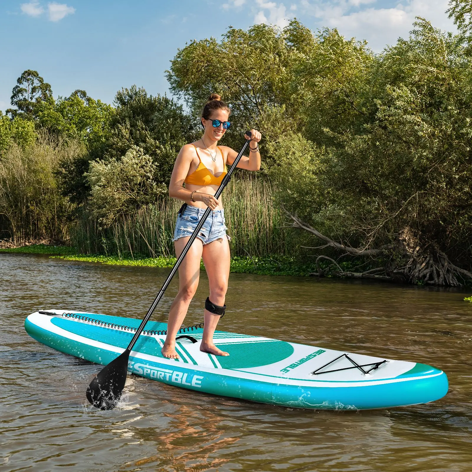

Paddle Board Premium Inflatable Paddle Board Stand Up Paddle Board Bonus Manual Pump Ankle Leash Repair Kit Waterproof Backpack