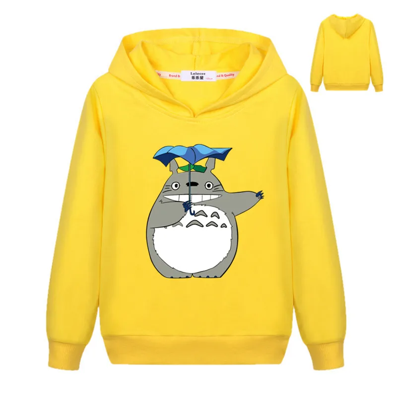 Новая Милая Толстовка totoro для мальчиков, повседневные топы с 3D рисунком в стиле Харадзюку, пуловер с капюшоном для девочек, одежда для студентов - Цвет: yellow