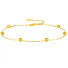 NYMPH 18K золотой ножной браслет для женщин, изысканные ювелирные изделия, настоящее AU750, цельный круглый шар, раздвижные, чистое золото, регулируемая цепочка, роскошный подарок B511