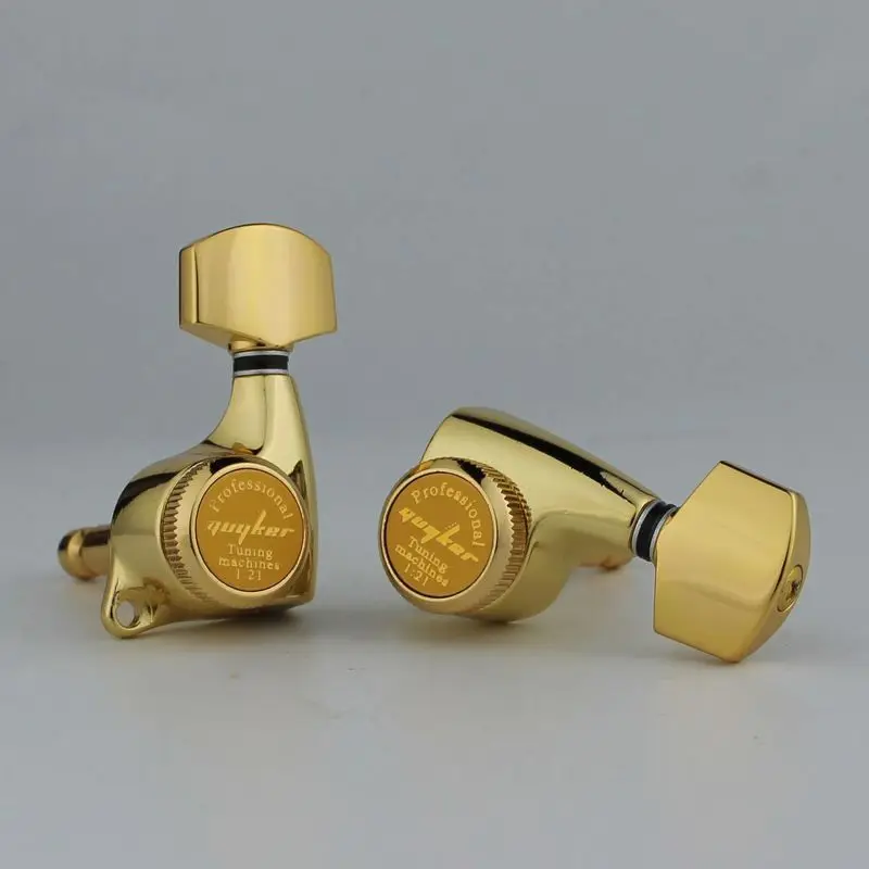GUYKER Gold Guitar Locking Tuners Electric Machine Heads 3R3L Gear ratio 1:21 Lock Tuning Pegs | Спорт и развлечения