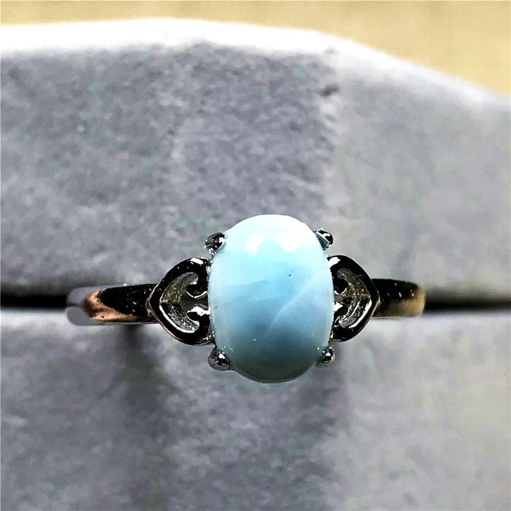 Кольцо с натуральным синим ларимаром 7 Х5 мм ювелирные изделия для женщин и мужчин