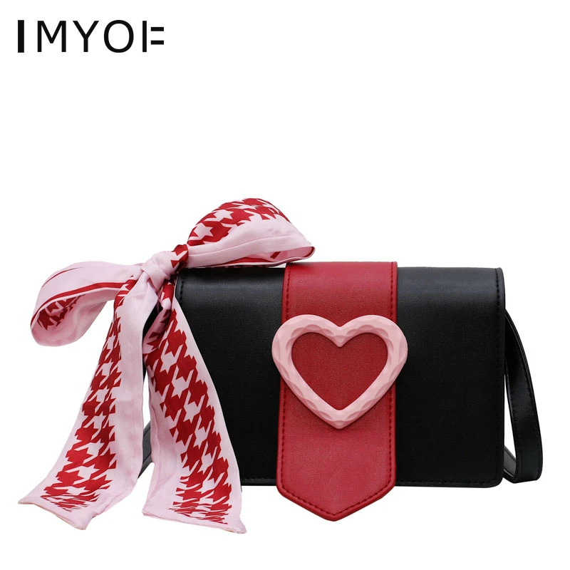 Милая женская сумка из искусственной кожи с сердцем на плечо модная милая