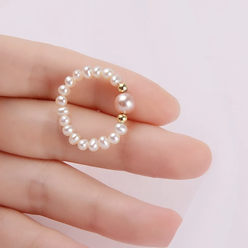 Женское кольцо с натуральным пресноводным жемчугом ASHIQI ювелирное изделие двумя