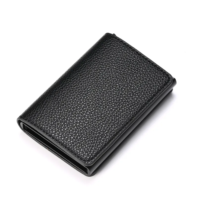 BISI GORO RFID Кошелек Мягкий кожаный чехол для карт информация маленький бумажник протектор безопасности клатч всплывающий держатель для карт алюминиевая коробка