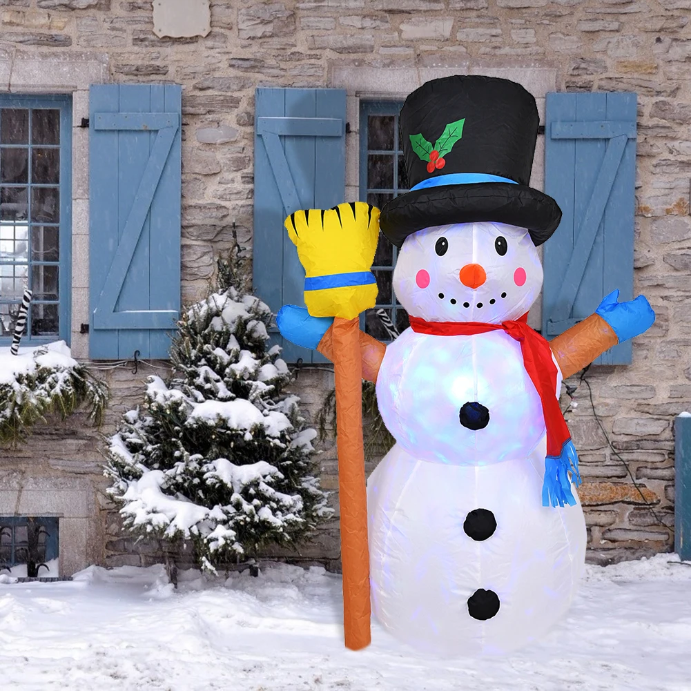 

Christmas Inflatable Model Snowman Pattern with Rotary Color Light Holiday Party Decorative Props Air Blow Ornament