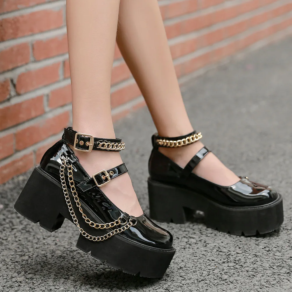 

Женские туфли-лодочки на платформе, удобные туфли на массивном каблуке, в готическом стиле, Лолита, Мэри, Джейн, в стиле панк, для косплея, 2021