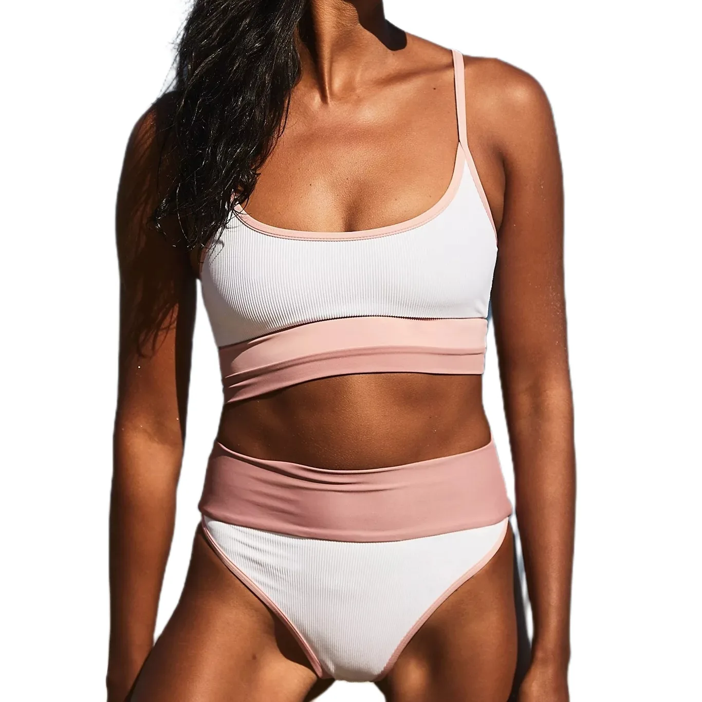 

Summer Suit For Women Swimsuit Beach Wear Swimwear 2021 Push Up New Bikini High Waist Split Color Print Function Material Solid
