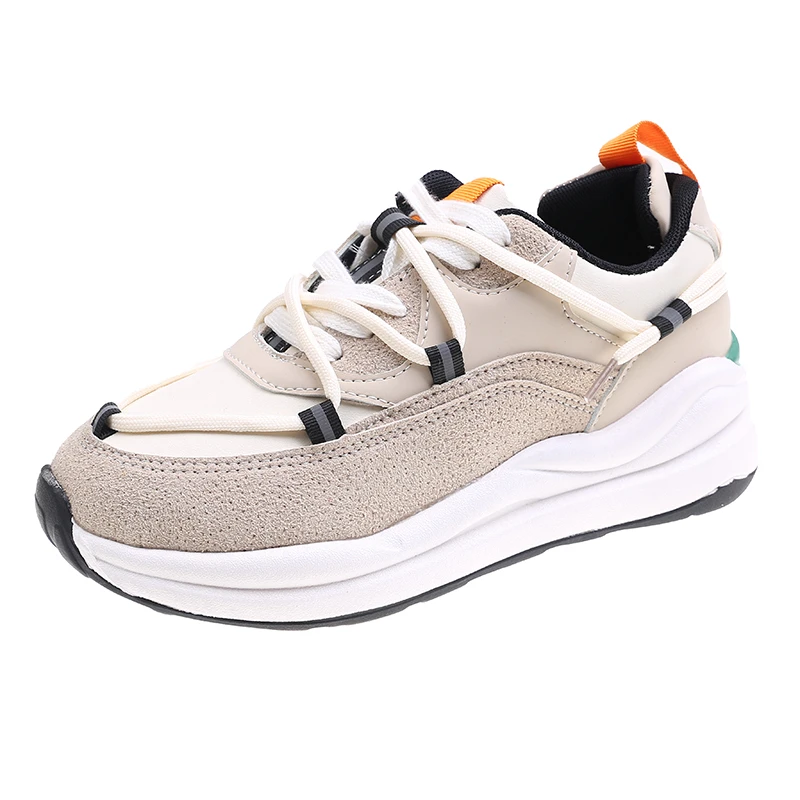 

Женские кроссовки для бега на платформе, кроссовки с круглым носком, на шнуровке, для прогулок и покупок, Новинка осени 2021