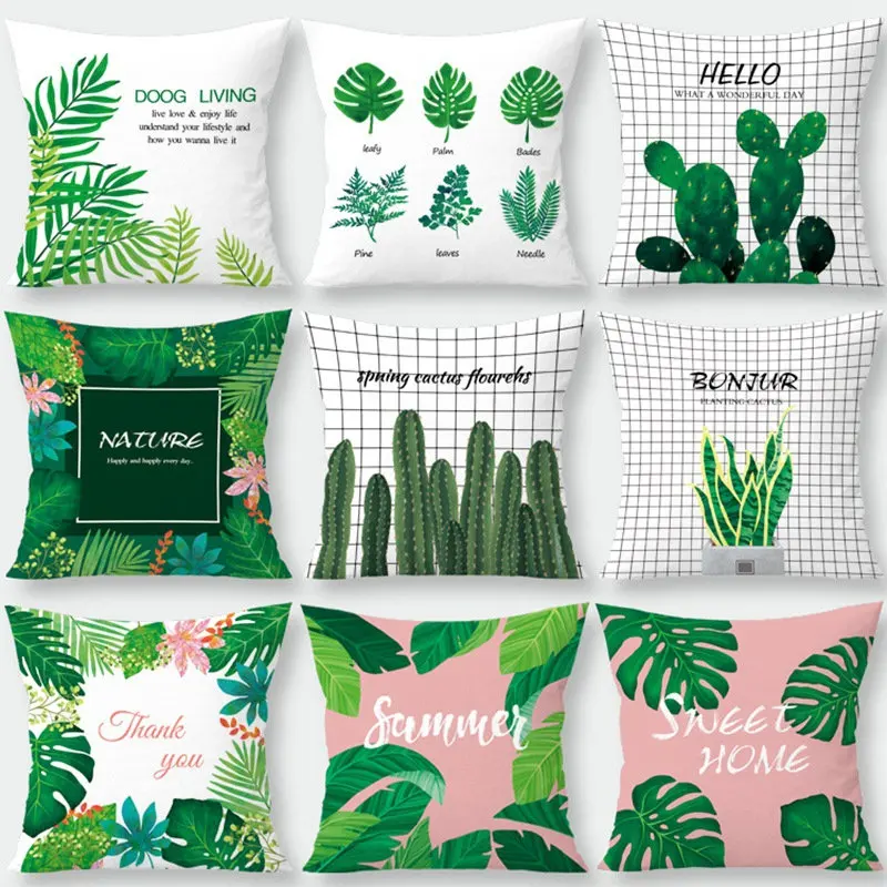 2 шт тропические растения Подушка с изображением кактуса крышка пальмового листа