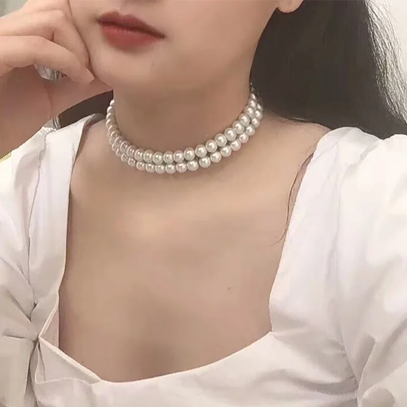 

Perfect Shell Pearl Clavicle Necklace Pearl Size 4mm6mm8mm Chain Length 32 + 5cm 925 Silver Buckle Electroplating 18k Gold