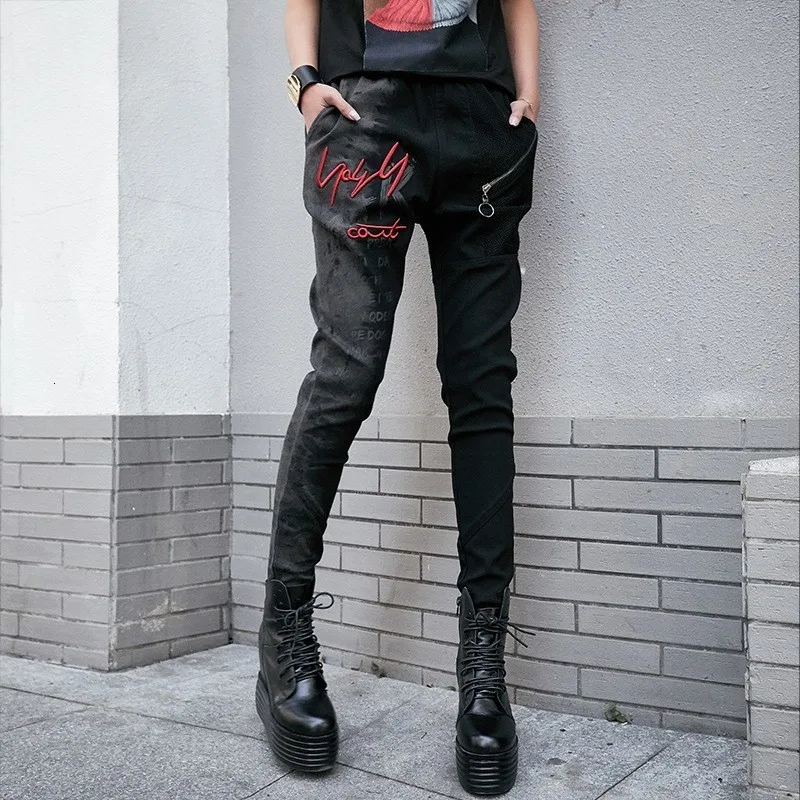 Индивидуальные Женские градиентные цветные брюки-карандаш с вышитыми буквами