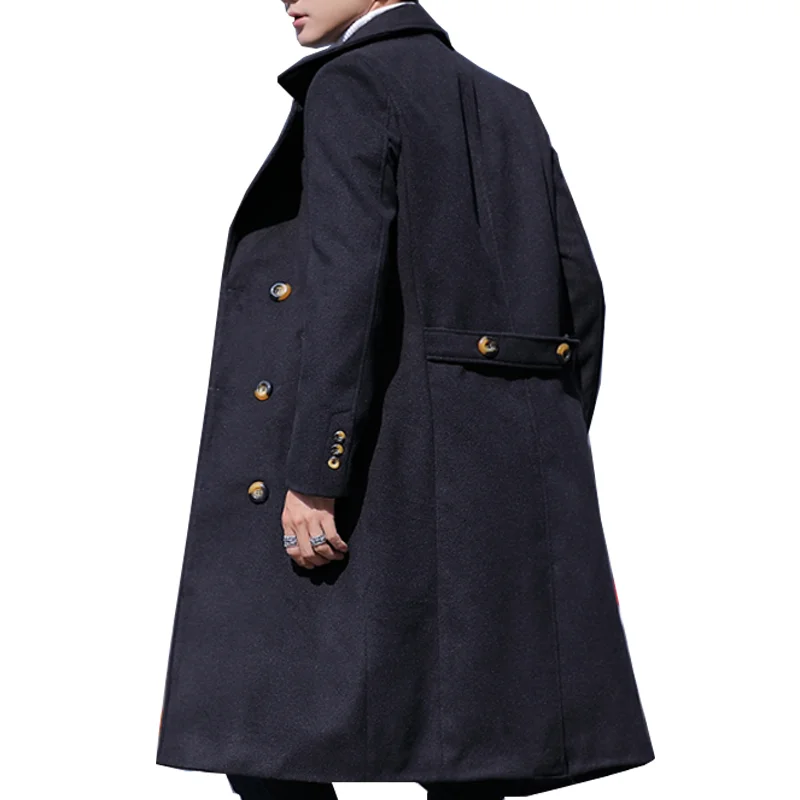 

Осенне-зимняя мужская ветровка, длинный Тренч выше колена, двубортное приталенное пальто на пуговицах, корейская мода, шерстяное пальто для...