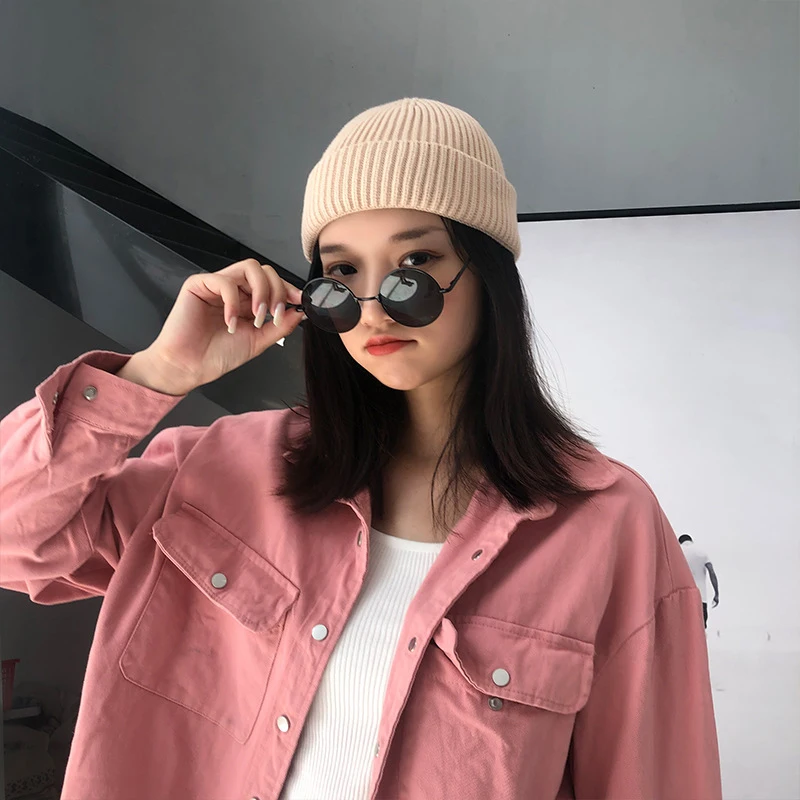

Retro Soft Short Unisex HipHop Elastic Warm Winter Ski Beanie Hat Men Women Knitted Hat Beanie Skullcap Sailor Cap Cuff Brimless