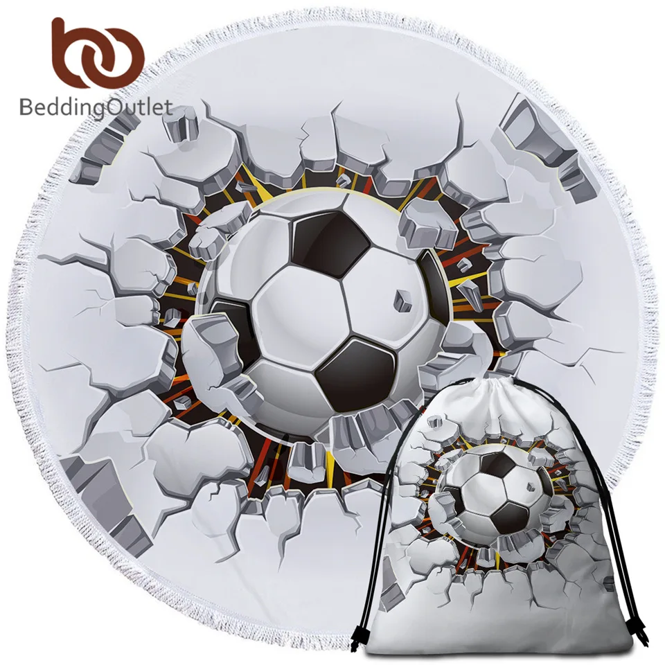 BeddingOutlet футбольное банное полотенце для взрослых круглое баскетбола 3D