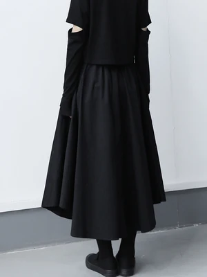 Женская тонкая юбка средней длины с карманами|Женские юбки| |