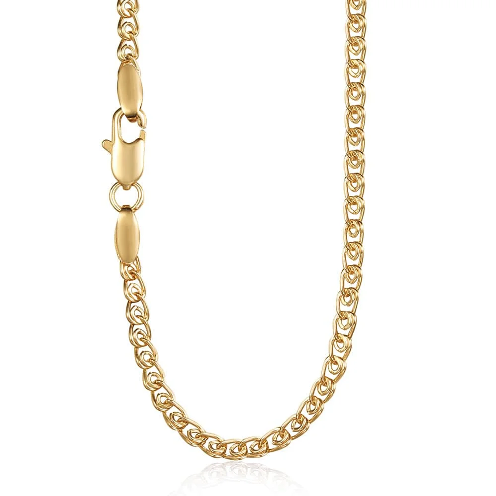 Цепочка змейка 3 мм для мужчин и женщин простое ожерелье из желтого золота модное