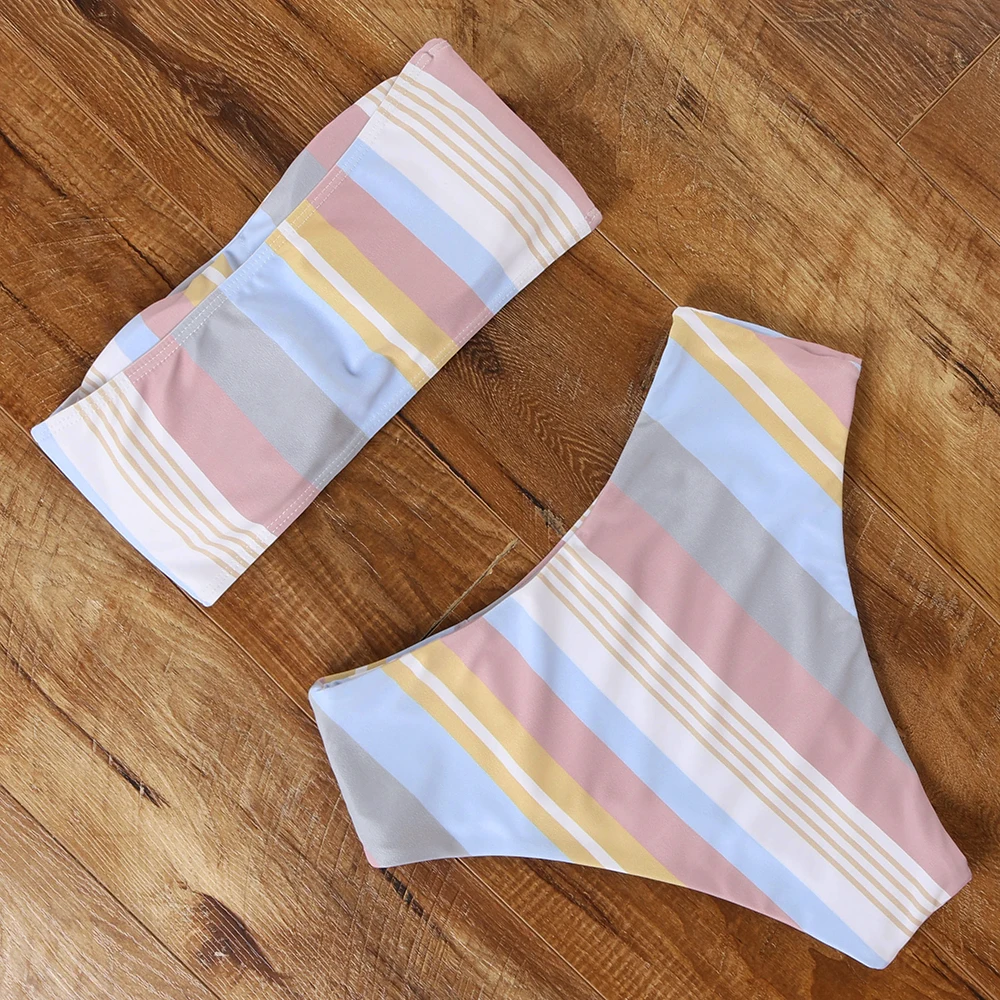 Микро купальник женский с открытыми плечами сексуальное бикини бандо высокой