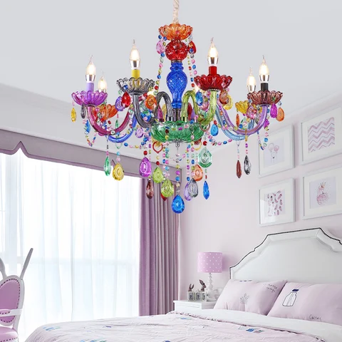 Разноцветная люстра Macarone в виде фруктов для гостиной, Скандинавская пасторальная лампа для девочек, спальни, детской комнаты, хрустальная лампа для столовой