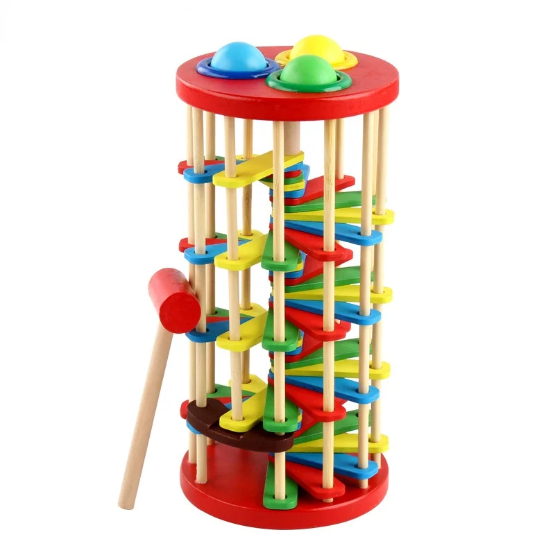 

Colorful Rotary Percussion Ball Falling Ladder Toy Hand Eye Coordination Game Wooden Montessori Educational Toys For Children
