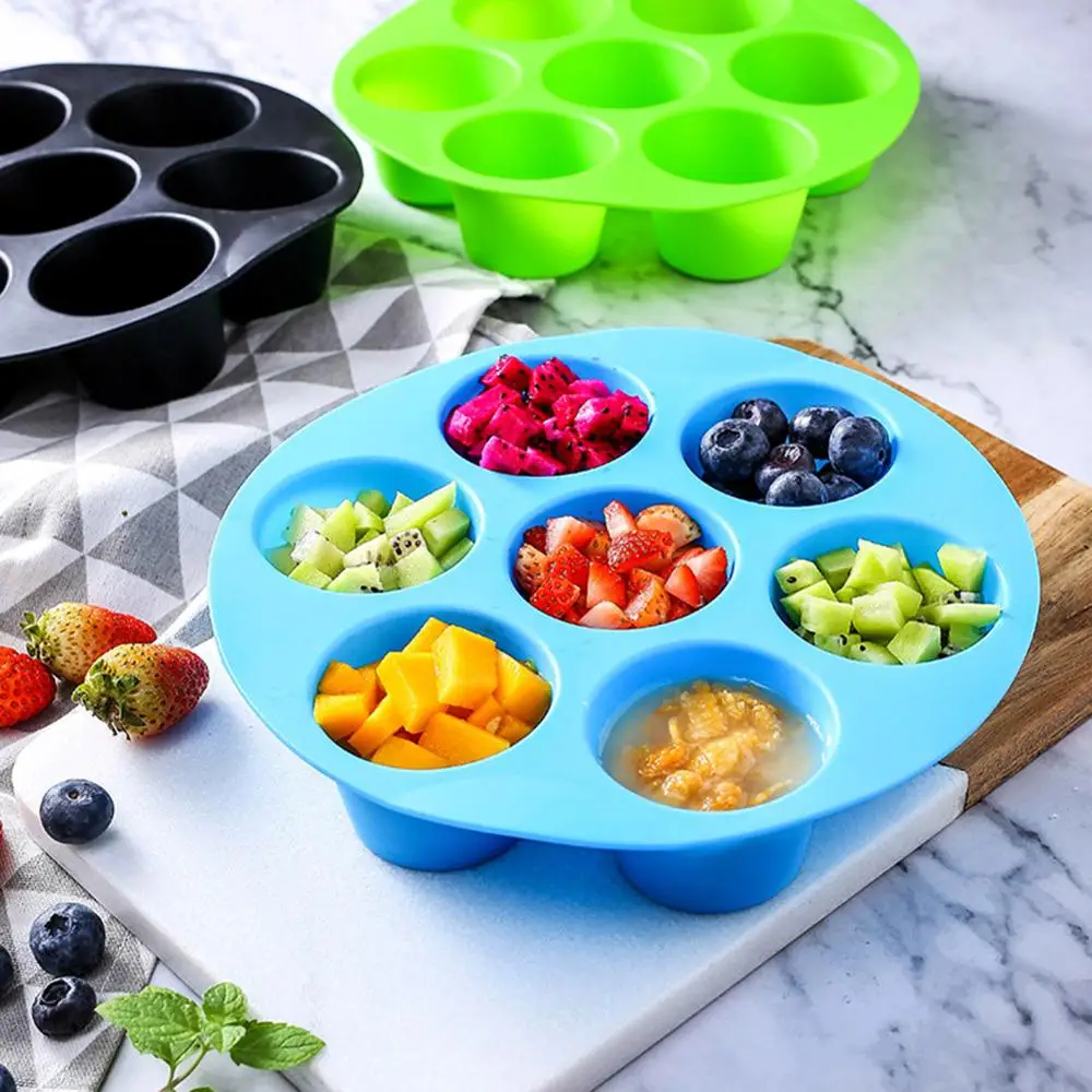 Круглая форма из пищевого силикона с 7 отверстиями для яиц паровой сеткой