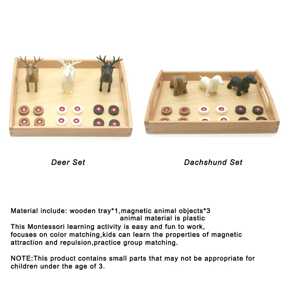 Магнитный олень подходящая игра с деревянным подносом Монтессори сенсорный