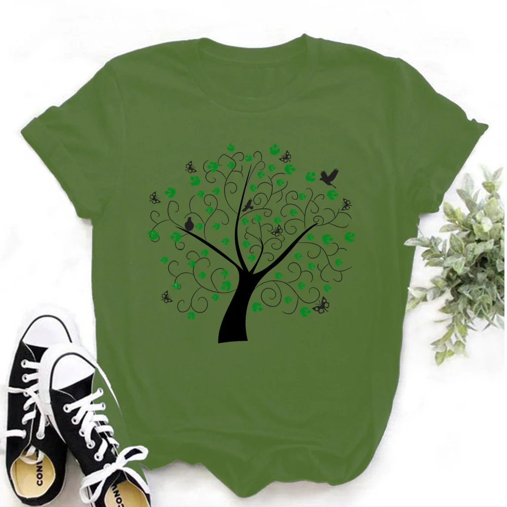 

Tree Print T-shirts Women Summer 2021 Graphic Tees Funny Shirts For woman tshirts Crew Neck Tops TX8035