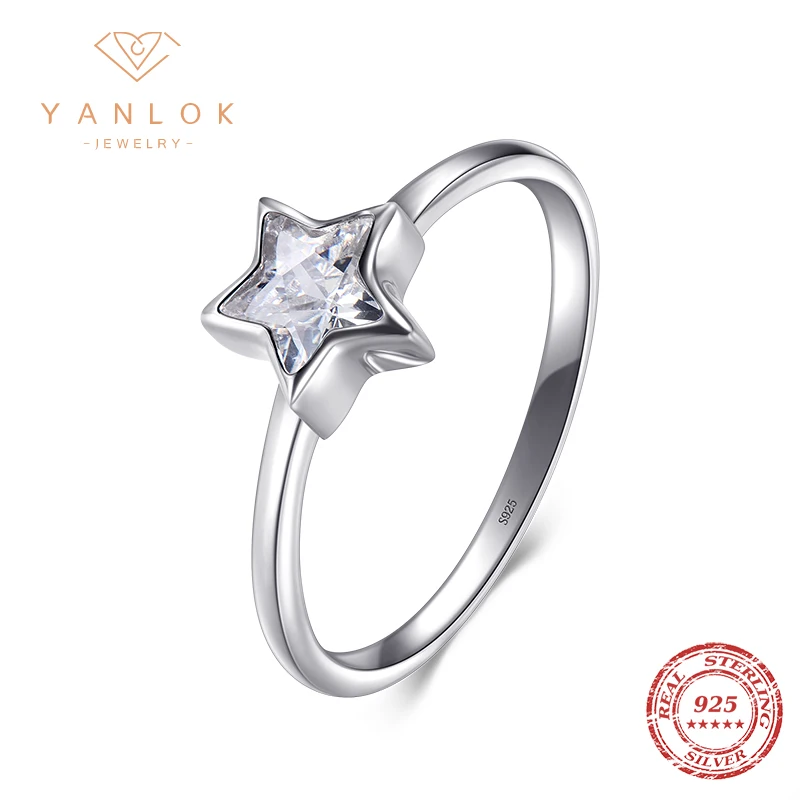 

Женское кольцо из серебра 925 пробы, со сверкающей звездой