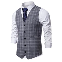 suit vest men jacket sleeveless plaid vest fashion spring autumn plus size business casual waistcoat