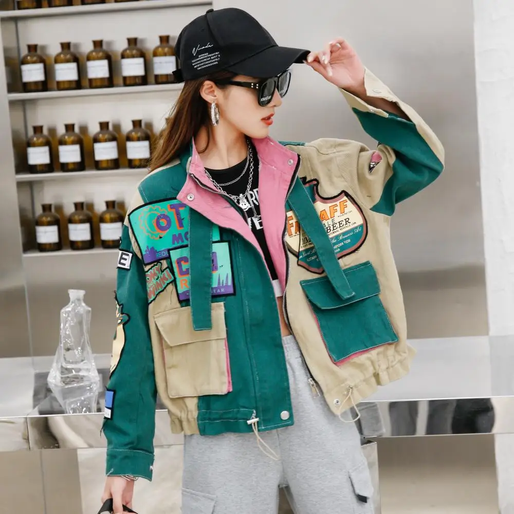 Куртка женская в стиле хип-хоп модные джинсовые куртки большого размера с