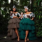 Уникальные многоуровневые тюлевые юбки для женщин, длинная юбка-пачка, высокая низкая пышная сетчатая Макси-юбка для выпускного вечера, вечерние юбки размера плюс, на заказ, Saia