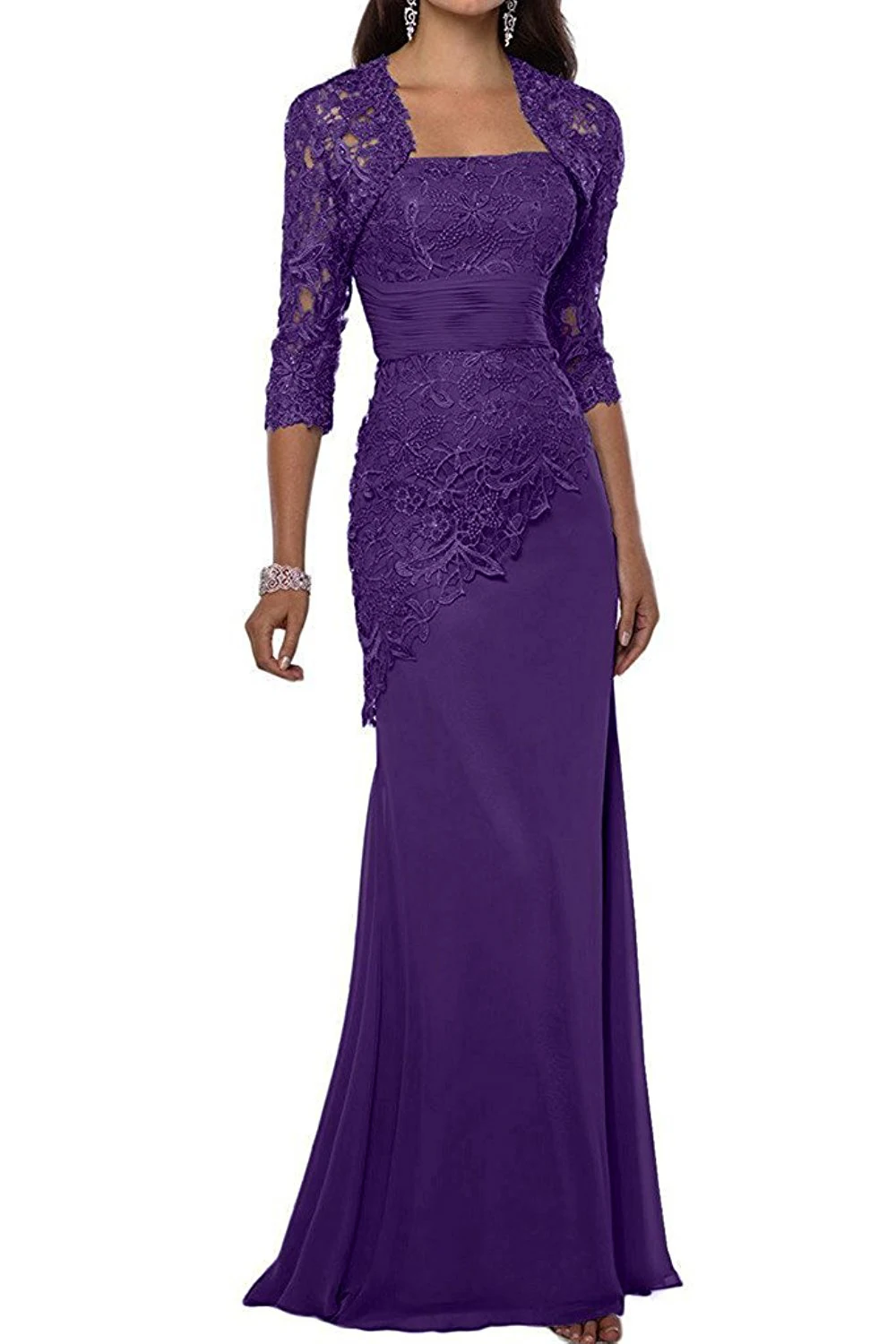 Женское кружевное длинное платье для матери невесты с жакетом вечерние платья