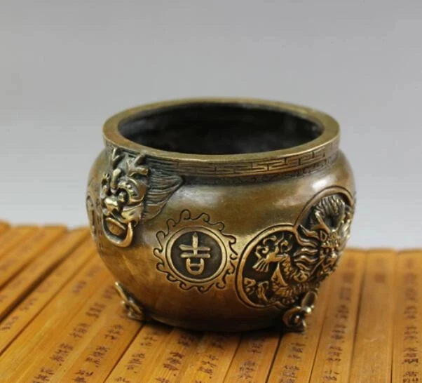 

China pure copper incense burner auspicious dragon and phoenix incense burner