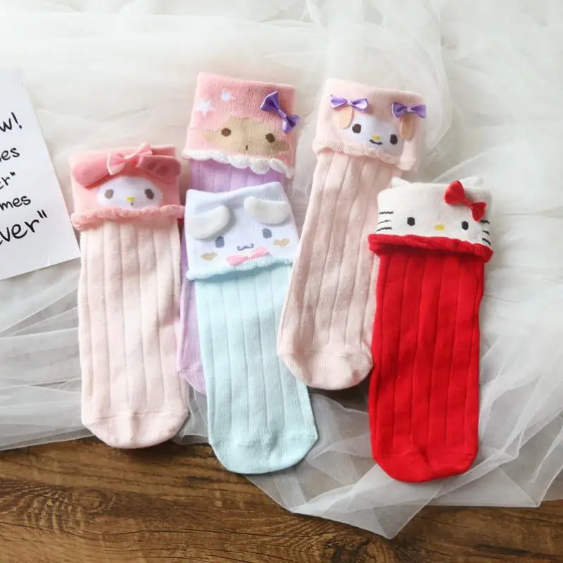 Новые осенне-зимние милые носки из чистого хлопка Kawaii My Melody Cinnamoroll Kt женские
