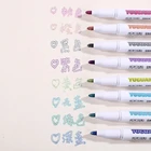 Блестящая цветная Двусторонняя ручка канцелярские принадлежности Набор хайлайтеров разноцветная ручка для заметок для школьных принадлежностей флуоресцентный маркер