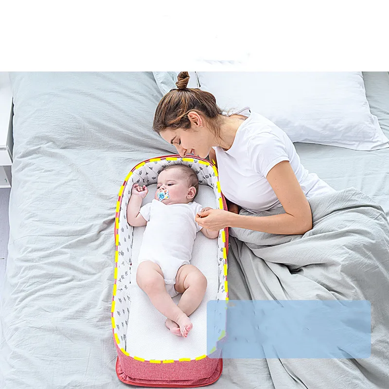 

Cotton Baby Portable Bed Foldable Newborn Baby Travel Crib Solid Casual Mummy Bag Multifunction Mini Bed For Babies